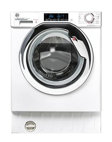 Hoover H-WASH/DRY HBDOS 695TAMCE-80 Integrated Washer Dryer, 9Kg Wash+5Kg Dry, 1600 Rpm, 12 Programmes, 3 Drying Levels, White with Chrome door