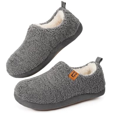 LongBay Women's Cozy Slippers Fuzzy Memory Foam Non-Slip Rubber Sole Grey 4.5-5.5
