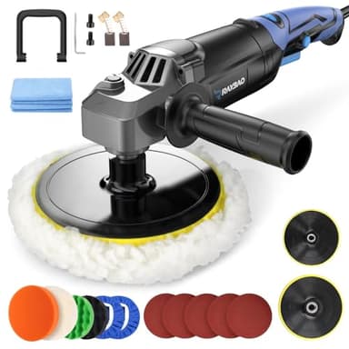 Car Polisher, 1200W Car Polishers and Buffers, Variable Speed 1600-3500RPM, Car Buffer Polisher Machine with Detachable Handle, 180mm/150mm Disc for Polishing/Waxing