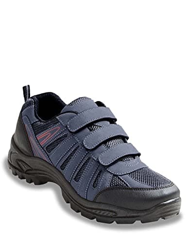 Chums Men's Walking Shoes Wide Fitting Triple Strap Touch Fastening for Comfort Rugged Outsole Navy 8 UK