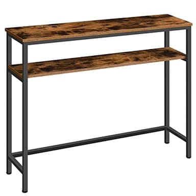 HOOBRO Console Table for Hallway Slim, Hallway Table with Adjustable Shelf, Slim Sofa Table, 2-Tier Side Table with Storage, for Living Room, Office, Industrial, Sturdy, Rustic Brown EBF24XG01