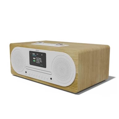 AZATOM Clockwood DAB/DAB+ FM Radio Stereo Hi-Fi Speaker System with Bluetooth, CD Player, MP3 Playback, Colour Display, USB Charger, Equalizer & Remote Control (Light Oak)