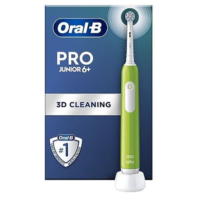 Oral-B Pro Junior Electric Toothbrush, 1 Green Handle, 1 Toothbrush Head, Designed by Braun, for Ages 6+