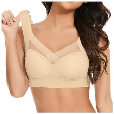 CPIDAH Wmbra Posture Correcting Bra UK Non Wired Sport Bras Ladies Full Back Cover Wireless Plus Size Push Up Bra Breathable Everyday Comfort Soft Sport Bras for Older Women