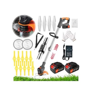 Strimmers Electric Cordless Grass Trimmer Cordless with Blade Garden Lawn Edger 15cm Cutting Diameter, 2 Battery, Charger & Quick Change Spare Blades Included, Suitable for Garden Lawn