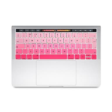 Se7enline Compatible with 13/15 inch MacBook Pro Keyboard Cover (With TouchBar Version) 2016/2017/2018/2019/2020 NEWEST Model A1706/A1989/A2159/A1707/A1990 Keyboard Skin (UK Layout), Ombre Pink
