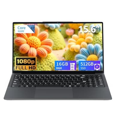 Tunhail 15.6 inch Laptop Computer, Core i3 8100Y Laptops Up to 3.4GHZ, 16GB RAM 512GB SSD Processor Notebook, 1920x1080 HD, 2.4G/5G WIFI, BT5.0, Type-c, USB-3.0, HDMI, TF Card Slot
