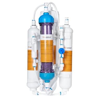 Filterelated 4-Stage Aquarium Reverse Osmosis System with Flushing Valve Portable RO+DI deionized Water Filtration,Colour Changing DI Filter,100GPD (4-Stage 100GPD)