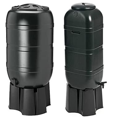 Pluto Packaging 100 Litre or 210 Litre Slim Line Outdoor Rain Water Collector Complete Water Butt With Filler Kit & Lid (100 Litre Water Butt) (LRGSMLB)