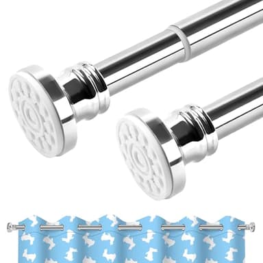 BreeRainz Extendable Shower Curtain Poles 110 to 290cm, No Drill Tension Rod Adjustable Shower Curtain Rail, telescopic pole for Window Bathroom Closet Wardrobe Kitchen Balcony Door, Stainless Steel