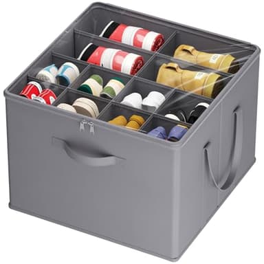 Lifewit Shoe Storage Organizer for Closet, Fits 12-16 Pairs, Large Shoe Box Storage Containers with Clear Cover and Reinforced Handles, Foldable Storage Bins Fit for Boots Heels Sneakers, 1 Pack Gray