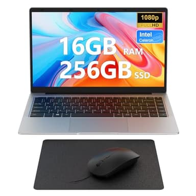 MAXLEGEN Computer Laptop Intel Celeron N4120 Quad Core, 14 Inch Laptop 16GB RAM 265GB SSD, 1920x1080 FHD, Dual Speakers, Portable PC, W 11pro, 5G WiFi, BT, USB3.0, Mini-HDMI, Mouse/Mouse Pad Included