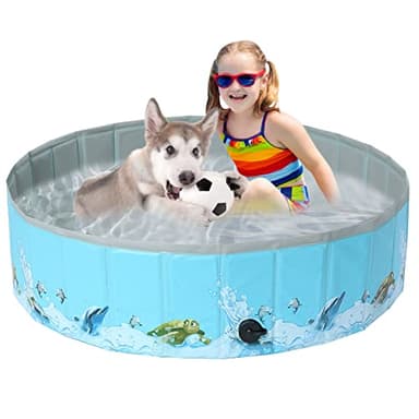 COMSLE Dog Paddling Pool Hard Plastic for Dogs, Foldable Dog Swimming Pool Medium Large with Upgraded PP Board, Dog Bathing Pool for Garden Patio Bathroom（80 X 20cm）