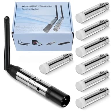 Copkim 8 Pcs Wireless DMX 512 Transmitter and Receivers - DJ 2.4g Wireless DMX Light Controller for LED Stage Dj Lights Disco Party Bar Lighting