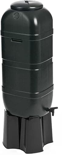 Meown 100L Water Butt - Plastic Water Butt Set Including Tap, Stand, Lockable Lid, & Filler Kit - Garden Water Storage - Ideal for Any Garden - Eco Friendly Water Storage Unit - Black