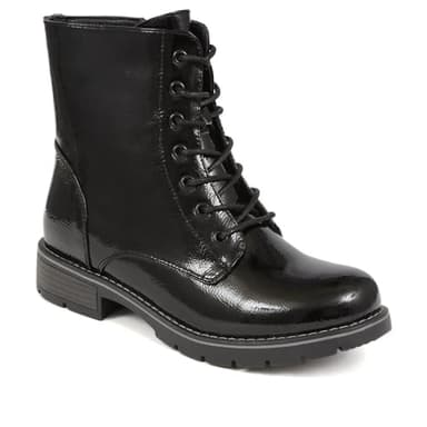 Lace-Up Ankle Boots - Black Patent Size 7
