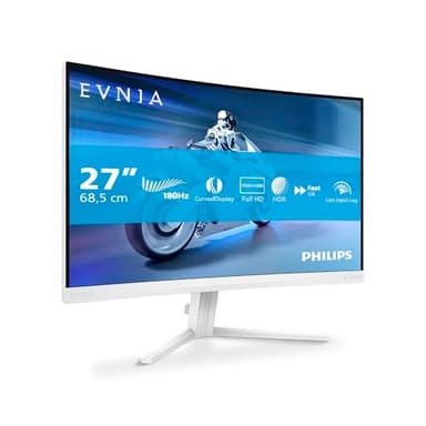 PHILIPS Evnia 27M2C5201L - 27 inch FHD Curved Gaming Monitor, 180 Hz, 1 ms GtG, FreeSync Prem. (1920x1080, 2x HDMI 2.0, 1x DP 1.4) white