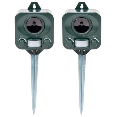 Pestbye® Battery Operated Motion Activated Waterproof Cat Repellent - Quick Fix Ultrasonic Cat Scarer with Ground Stake - Set of 2