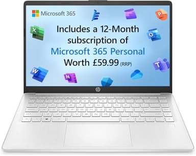HP Laptop 14-eg0001na 4G LTE with 20GB of EE data, 14 inch, Snapdragon 7c, 4GB RAM, 128GB eMMC, Windows 11 - Silver