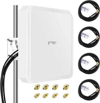 Maswell LTE 5G Antenna Outdoor 4X4 MIMO | High Gain 10dBi 600-8000MHz Long Distance External Aerial for Vodafone O2 EE Three Compatible with Zyxel NETGEAR ZTE Rugged Routers and Gateways (Full Kit)