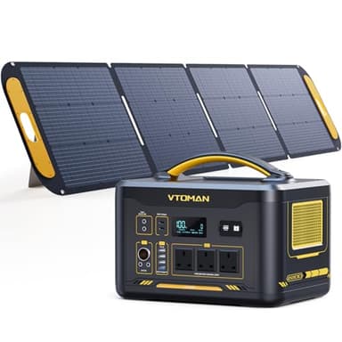 VTOMAN Jump 2200 Portable Power Station with 220W Solar Panel - 2200W/1548Wh LiFePO4 Battery Powered Solar Power Generator, 2200W Constant-Power, Regulated 12V DC, PD 100W Type-C for Camping, Travel