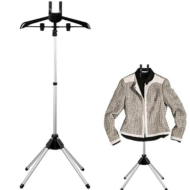 Steamer Stand, Folding Telescopic Clothes Steamer Holder, Height Adjustable Steamer Stand For Clothes,Handheld Garment Steamer Rack Clothes Hanger for Home Steam Ironing Shirts Clothes (Black)