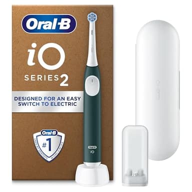Oral-B iO2 Forest Green Electric Toothbrush, 1 Toothbrush Head, Designed by Braun