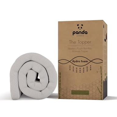 Panda Bamboo Mattress Topper 5cm Thick - Hypoallergenic, Orthopaedic Support, Cooling HydroFoam, UK Double