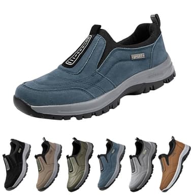 Naturstep Men's Shoes - OrthoMotion Unisex Ergonomic Shoe for Pain Relief, Lightweight Men's Non-Slip Trainers, Comfortable Leather Trainers for Outdoor Fitness and Everyday Use, blue, 43