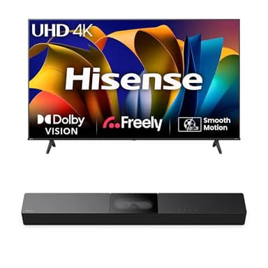 Hisense TV & Soundbar Bundle: 55E6NTUK TV with 4K Direct Lit, Quad Core 4K Processor Plus the HS2000 Soundbar with 240W Power,visulized built-in subwoofer- Perfect Match for Visual-Audio Experience