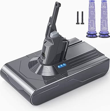 Battery for Dyson V8-5000mAh Replacement Battery for Dyson SV10 Compatible with V8Animal V8Absolute V8Fluffy Vacuum Cleaner with 2Pcs Filters