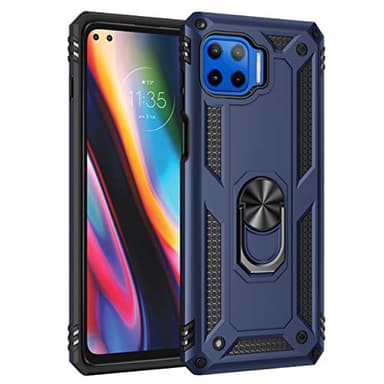 DEDUX Case Compatible with Motorola Moto G 5G Plus, [Tough Armor Series] Rugged Anti-Scratch PC back panel + TPU + Foldable holder. Navy