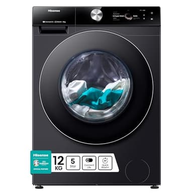 Hisense 7S Series WF7S1247BB 12kg WiFi Connected Washing Machine with 1400 rpm - Black - A Rated