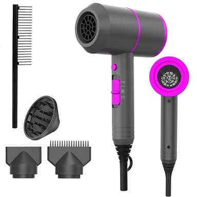 WZ Hair Dryer - UK Edition High-Performance Ionic Hair Dryer with 2-Speed & 3-Heat Settings - Includes Cool Shot Button, 1 Diffuser, 2 Concentrators & 1 Detangling Comb, Salon-Quality for Men & Women