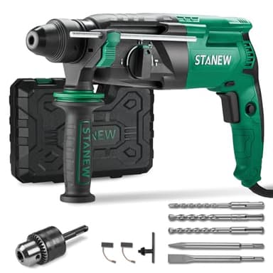 STANEW 950W Corded Hammer Drill, SDS-Plus, 0-1150 RPM/5100 BPM Rotary Hammer with 4 Functions and Safety Clutch, 360° Rotating Handle, Variable Speed, for Concrete, Steel, Wood