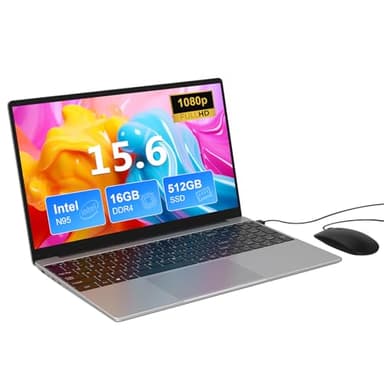 WITECOR 15.6 inch FHD Display Laptop, 16GB DDR4 512GB SSD, Quad-Core Intel N95 Up to 3.4GHz (Beat N5095) Win 11 Laptop Computer, Notebook Computers with Mouse/Pad, 5G WiFi, BT, Type-C, USB, Mini HDMI