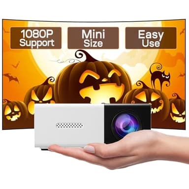 VABOO Portable Mini Projector, Small Projector 1080P Full HD Support Multimedia Home Movie Theater Projector for Outdoor Indoor, Compatible with iOS/Android Phone/Laptop