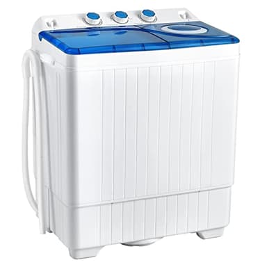 COSTWAY Twin Tub Washing Machine, 4.5KG/6KG/8.5KG Total Capacity Portable Laundry Washer Spin Dryer with Timing Function & Drain Pump for Apartment Dorms RVs Camping(Blue+White,6.5kg Washer+2kg Dryer)