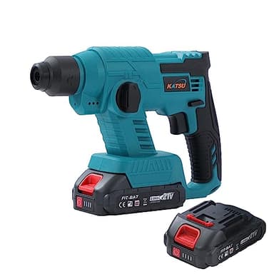 KATSU FIT-BAT 21V Cordless SDS Plus Rotary Hammer Drill with 2 x 1.5Ah Lithium Battery and Charger, for Wood Steel Stone Concrete Brick Wall Drilling Construction (Budget)