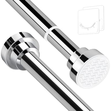 Stainless Steel Extendable Shower Curtain Rod Tension Pole, including 2 Holder,Net Voile Curtains Rail,Adjustable Telescopic Rods Extendable for Kitchen Cupboard Bathroom Window(130cm-193cm)
