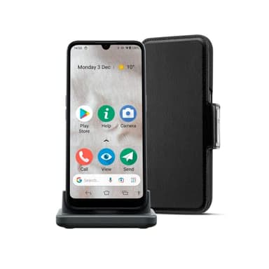 Doro 8100 Plus - 4G Unlocked Smartphone for Seniors - 13MP Triple Camera - Water-resistant Android Phone - 6.1" HD Display - Assistance Button with GPS - Cradle and Wallet Case [UK and Irish Version]
