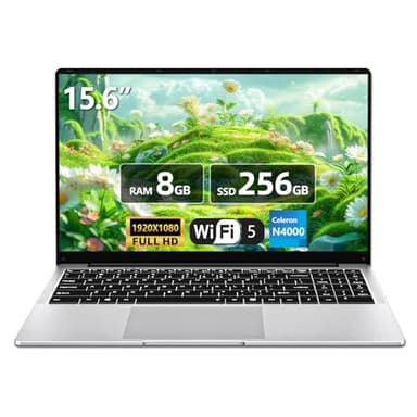 Tunhail Laptop 15.6 Inch, Laptops Computer Full HD 1920x1080 PC Laptop Netbook Celeron N4000 Processor 8GB DDR4 256 GB SSD, WIFi 5 TF Card Slot Mini HDMI For Business Students Netbook Lightweight