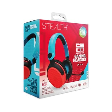 STEALTH C6-100 Neon Red & Blue Over Ear Gaming Headset PS4/PS5, XBOX, Switch, PC with Flexible Mic, 3.5mm Jack, 1.5m Cable, Lightweight, Comfortable and Durable