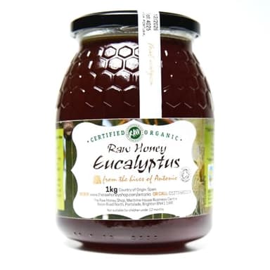Antonio’s RAW CERTIFIED ORGANIC EUCALYPTUS HONEY, 1kg - Premium Range Award-Winning, Pure, Antibacterial, Cold Pressed & Unpasteurised, Natural Honey, Certified Organic - The Raw Honey Shop