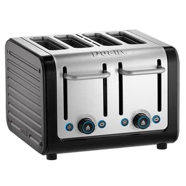 Dualit Architect 4 Slot Black Body with Metallic Silver Panel Toaster