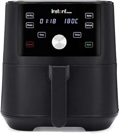 Instant Vortex Digital Single Drawer Air Fryer with Easy to Use 4 Smart Programmes - Air Fry, Bake, Roast and Reheat Capacity, Non-Stick and Dishwasher Safe Basket, Black - 5.7 Litre, 1700W