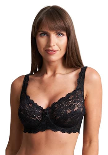 ShopMCR Ladies Full Cup Lace Underwired Bra Soft Cup Full Coverage Non-Padded Push up Women’s Bra (Black, 44DD)