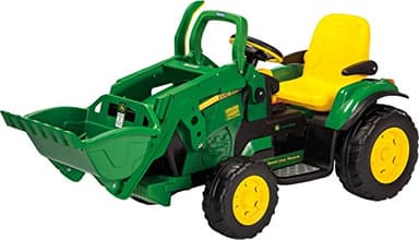Peg Perego Children's 12V John Deere Ground Loader Electric Tractor, Green & Yellow