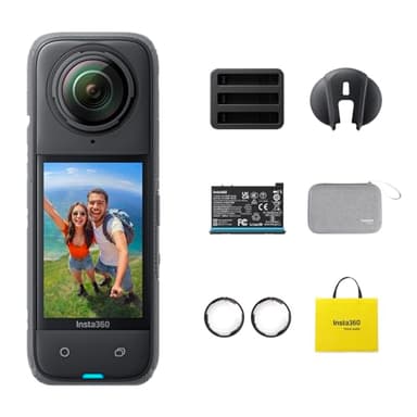 Insta360 X4 Adventure Bundle - 8K Waterproof 360 Action Camera, 4K Wide-Angle Video, Invisible Selfie Stick Effect, Removable Lens Guards, 135 Min Battery Life, AI Editing, Stabilization, for Sports