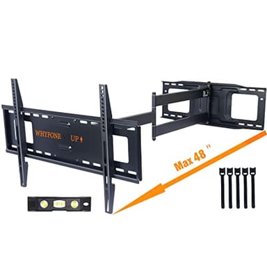 WHYFONE Extra Long Reach TV Wall Bracket, Full Motion TV Wall Mount Bracket with 1219mm Extension Articulating Arm, Fits 37-80 Inch LED LCD Flat & Curved TVs, Holds up to 50kg, Max. VESA 600x400mm